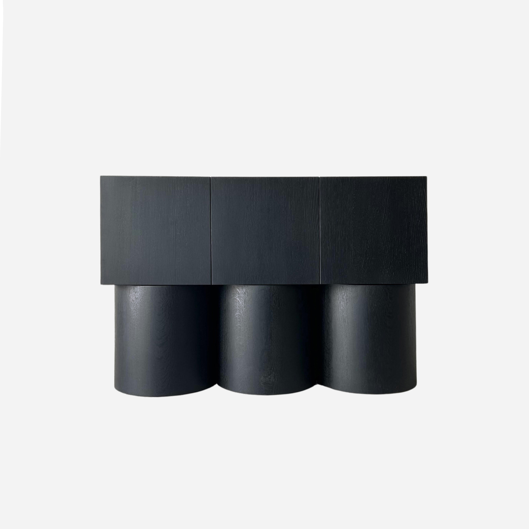 Noga Console Triple Cylinder Low In Black Oak The Future Perfect black-modern-tv-stand-for-70-inch-tv-stands-media-console