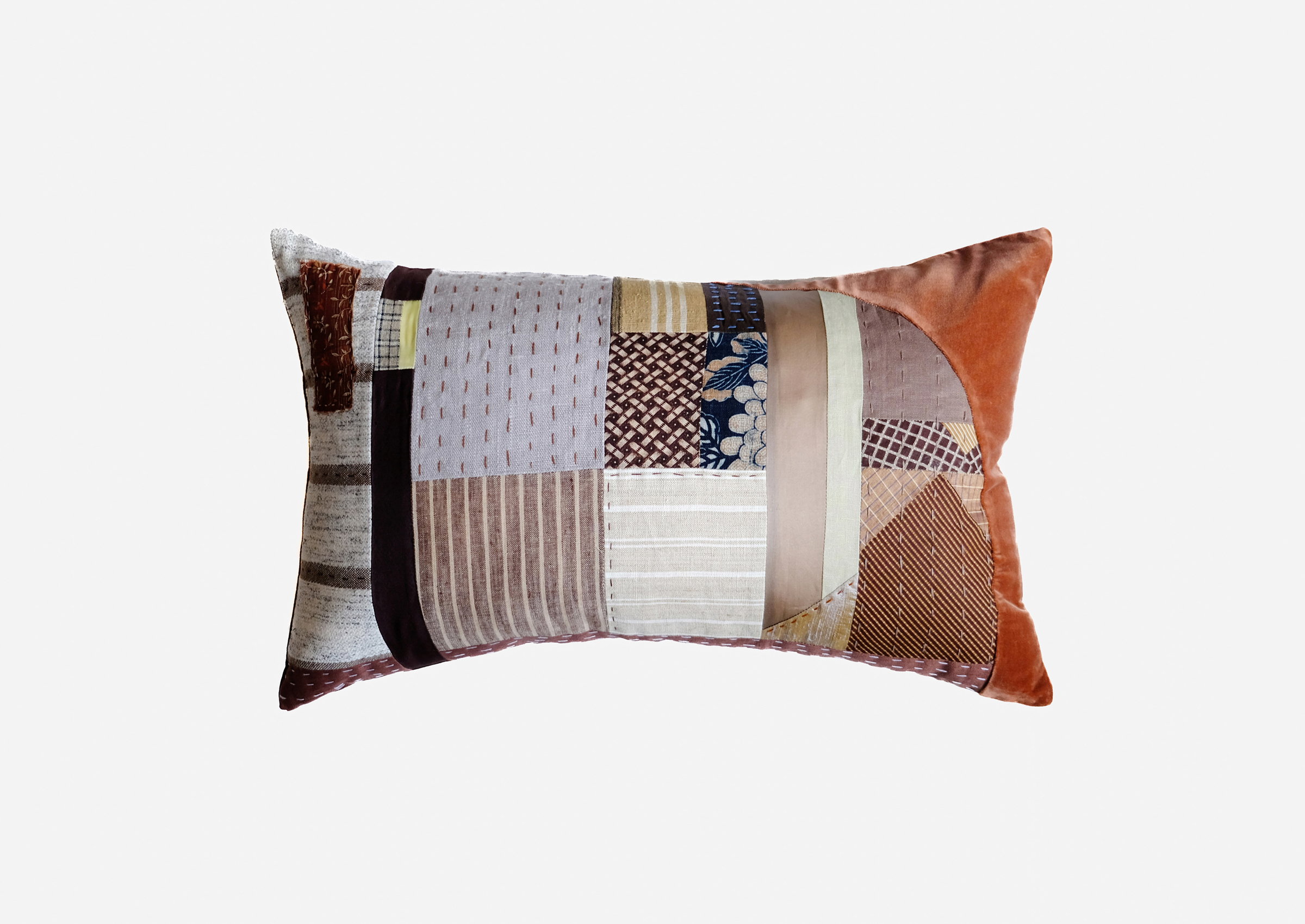 Patchwork Lumbar Pillow - Terracotta